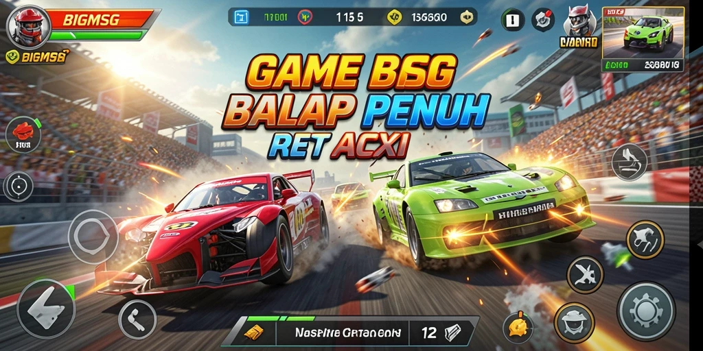 Tampilan menegangkan dari gameplay balapan BIGMSG yang memukau.