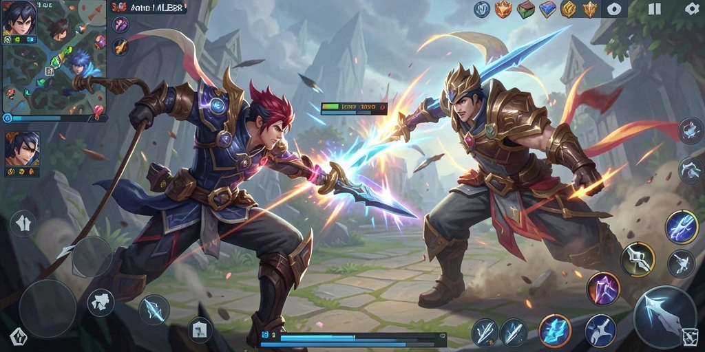 Tampilan gameplay aksi seru dari MLBB8 dengan karakter yang beragam.