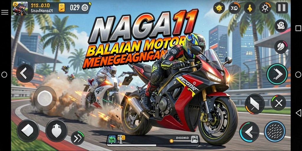 Tampilan menegangkan dari gameplay balapan motor NAGA11.