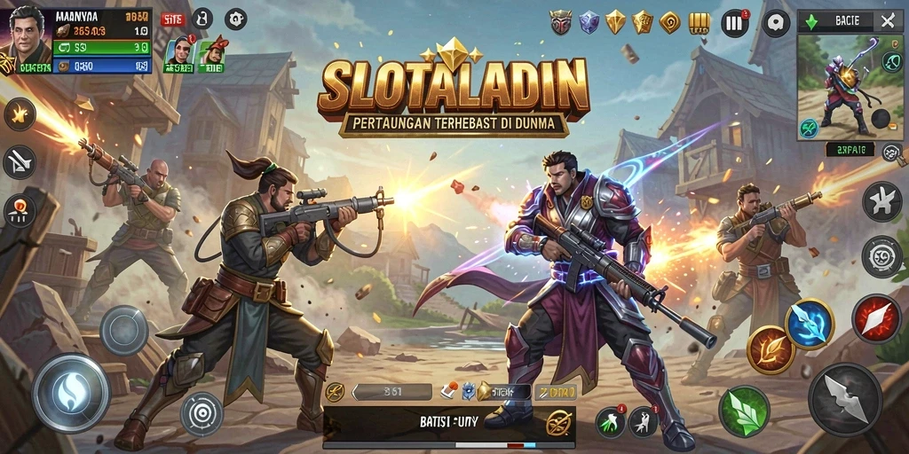 Gameplay SLOTALADIN yang intens dan menegangkan dalam mode Battle Royale.