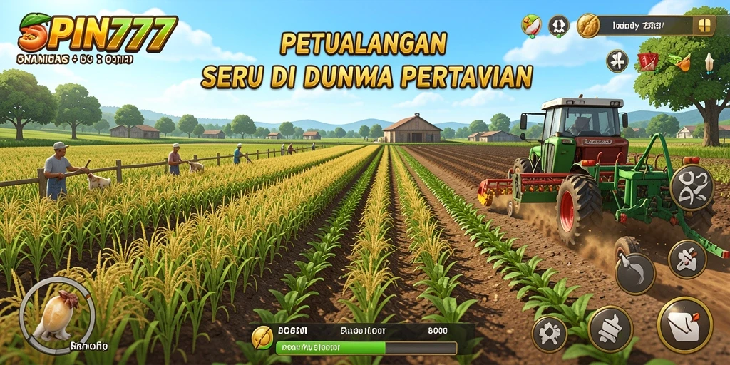 Tangkapan layar dari gameplay SPIN777 menunjukkan aktivitas bertani yang menarik.