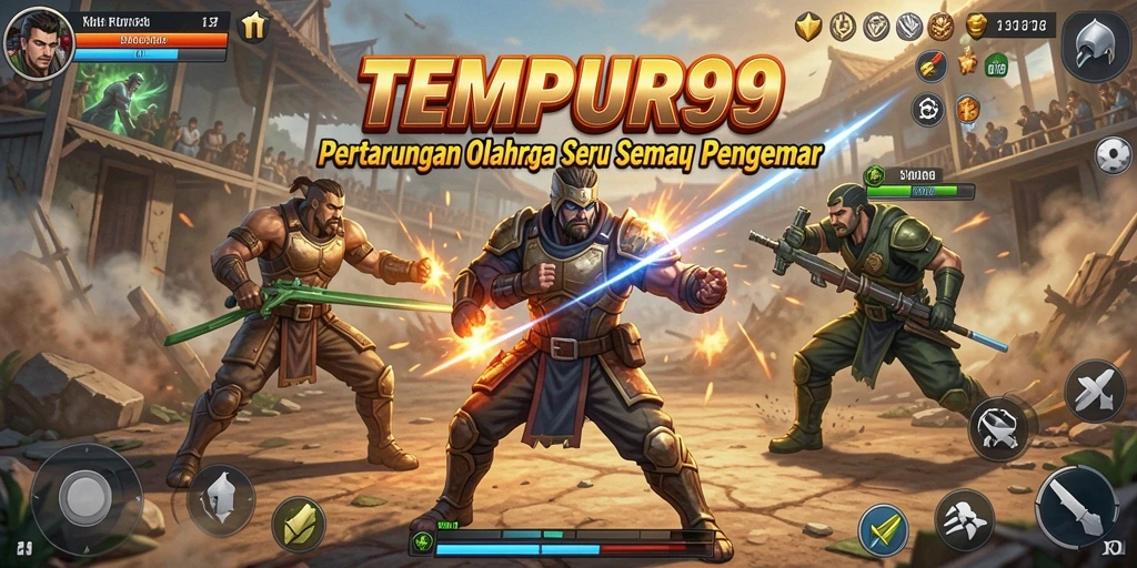 Tampilan menarik dari gameplay TEMPUR99 dengan karakter olahraga.